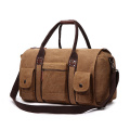 European and American Style Large Capacity Canvas Handbag Men and Women′s Pure Color Travel Bag